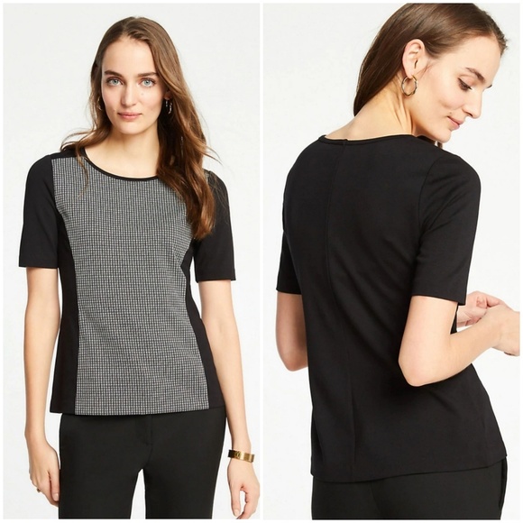 LOFT Tops - LOFT Ann Taylor Plaid Jacquard Top M